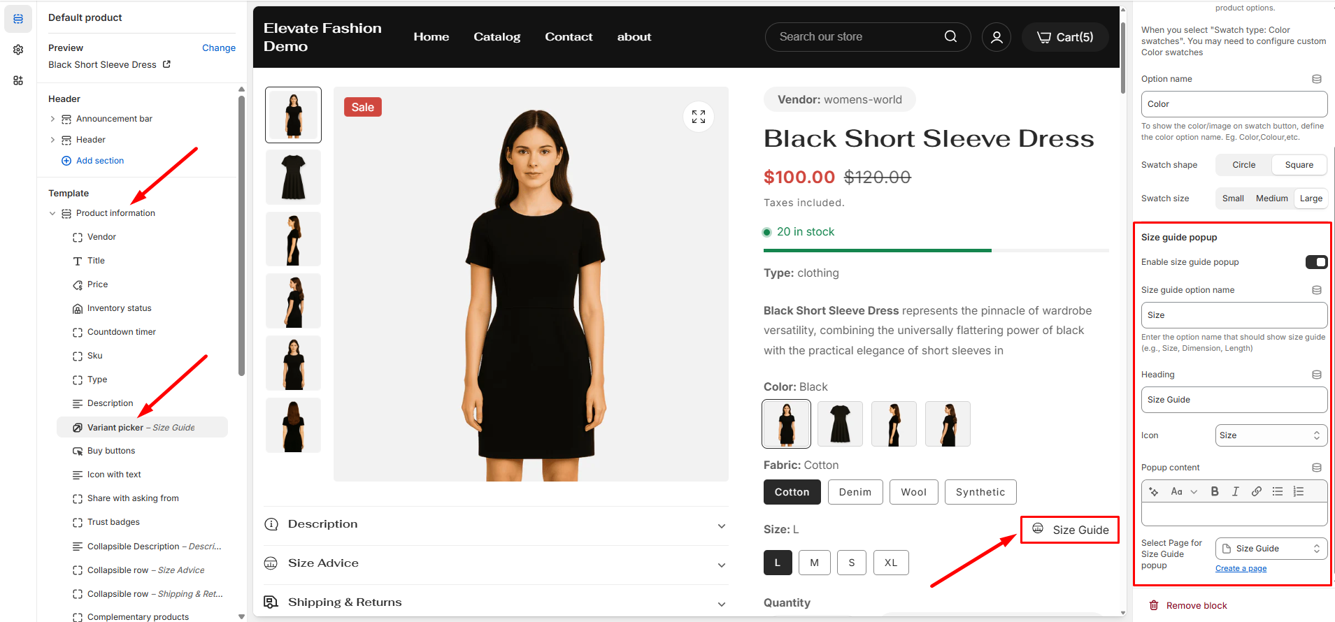 Sizing Options How to enable size chart on product pages - gloryio.com